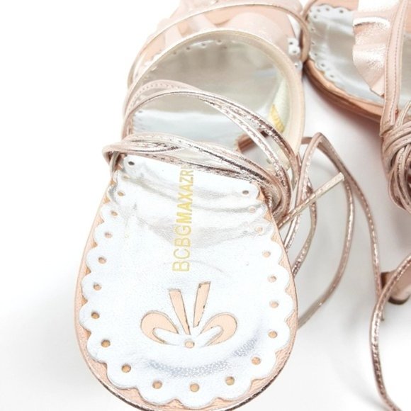 BcbgMaxAzria Rose Gold Ruffle Sandals 37.5 - Picture 7 of 8
